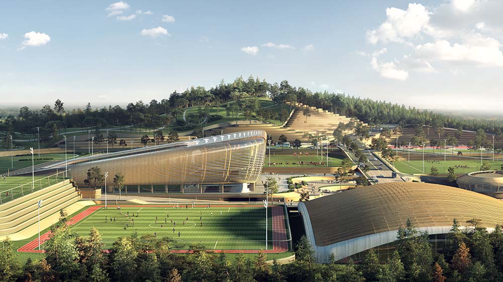 Rendering of the planned Korean National Football Centre complex